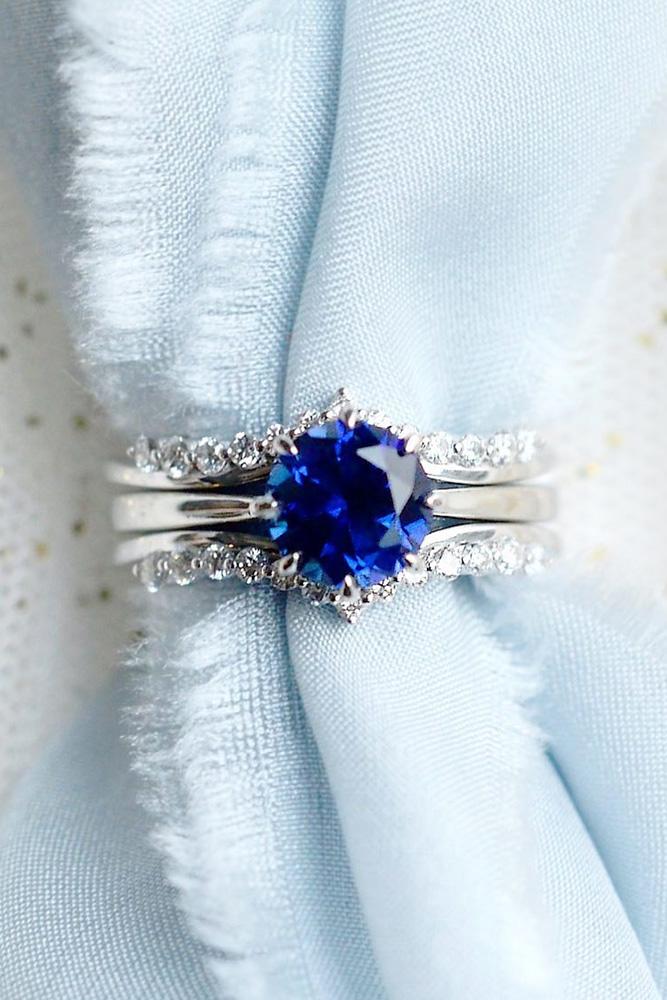 sapphire engagement rings white gold engagement ring round cut engagement ring