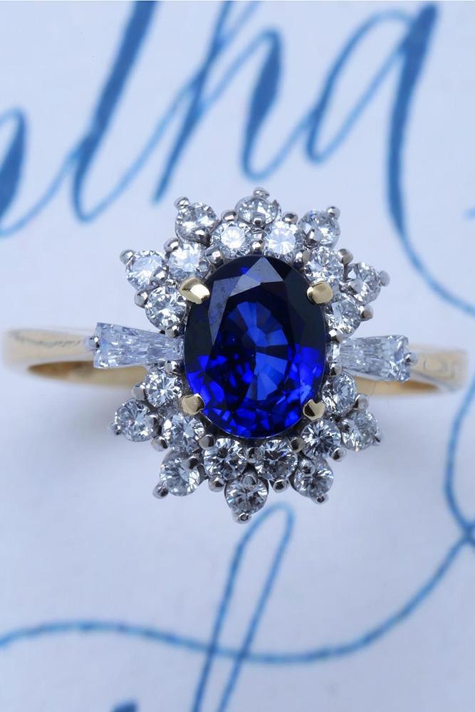 sapphire engagement rings white gold engagement rings floral rings diamond halo ring