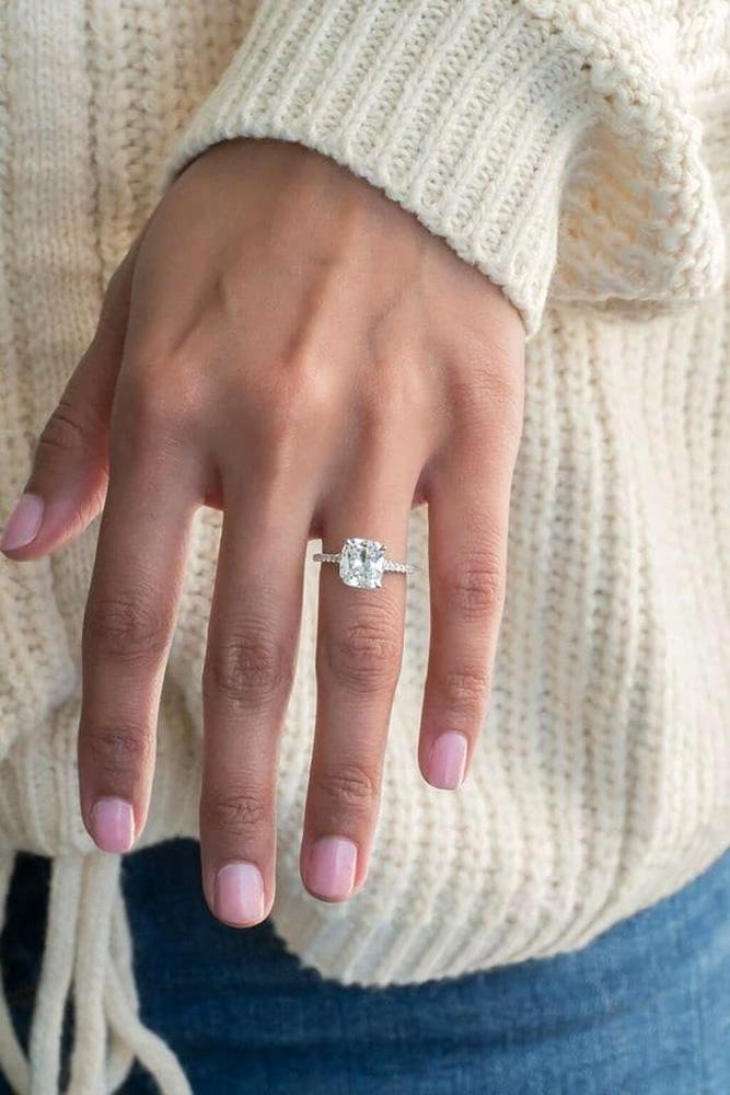 solitaire engagement rings cushion cut engagement rings white gold engagement rings
