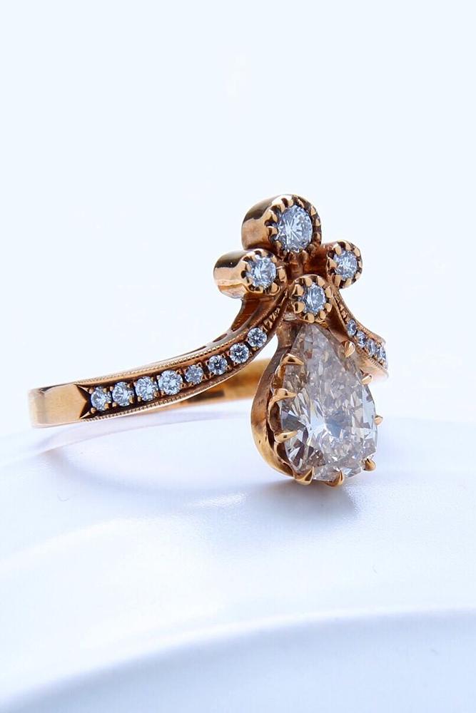 vintage engagement rings pear shaped engagement ring rose gold engagement ring