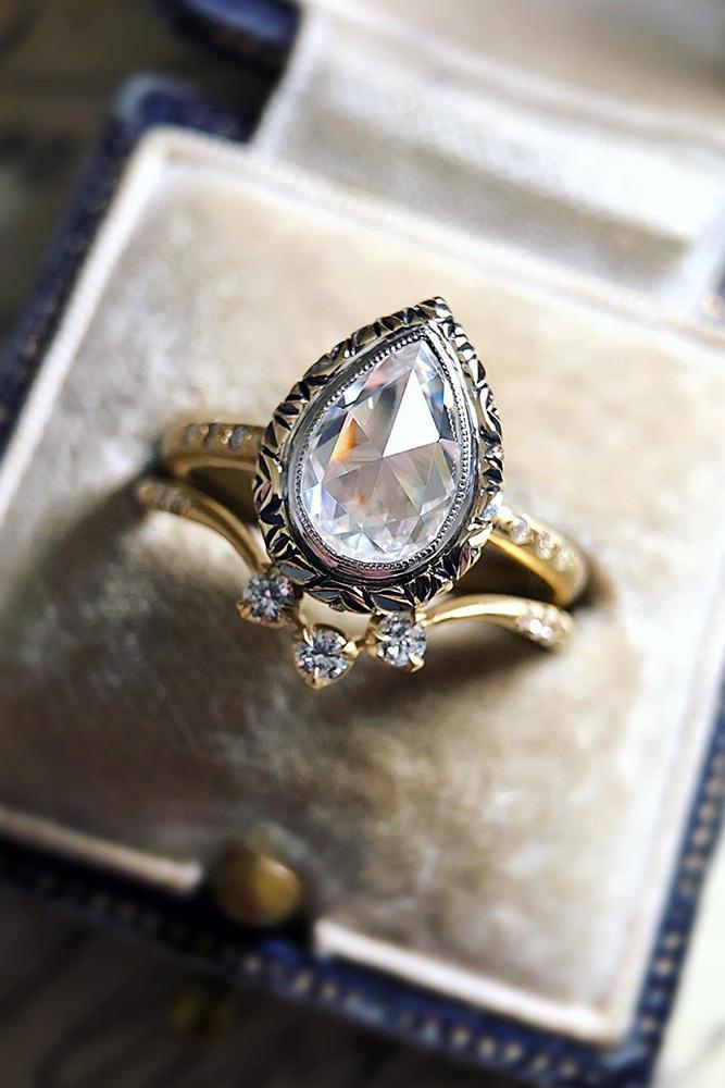 vintage engagement rings rose gold wedding ring pear cut diamond engagement ring