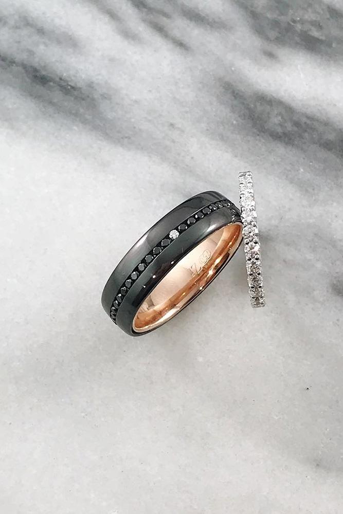 black diamond engagement rings rose gold wedding bands unique wedding bands