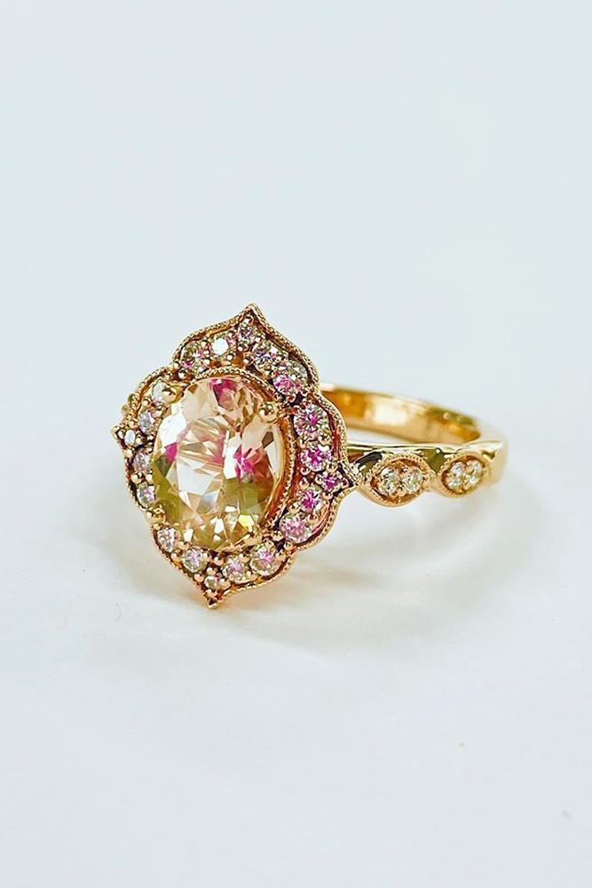 morganite engagement rings rose gold rings vintage engagement rings unique ring