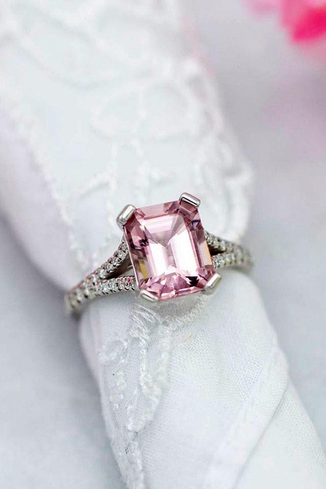 morganite engagement rings white gold engagement rings emerald cut rings