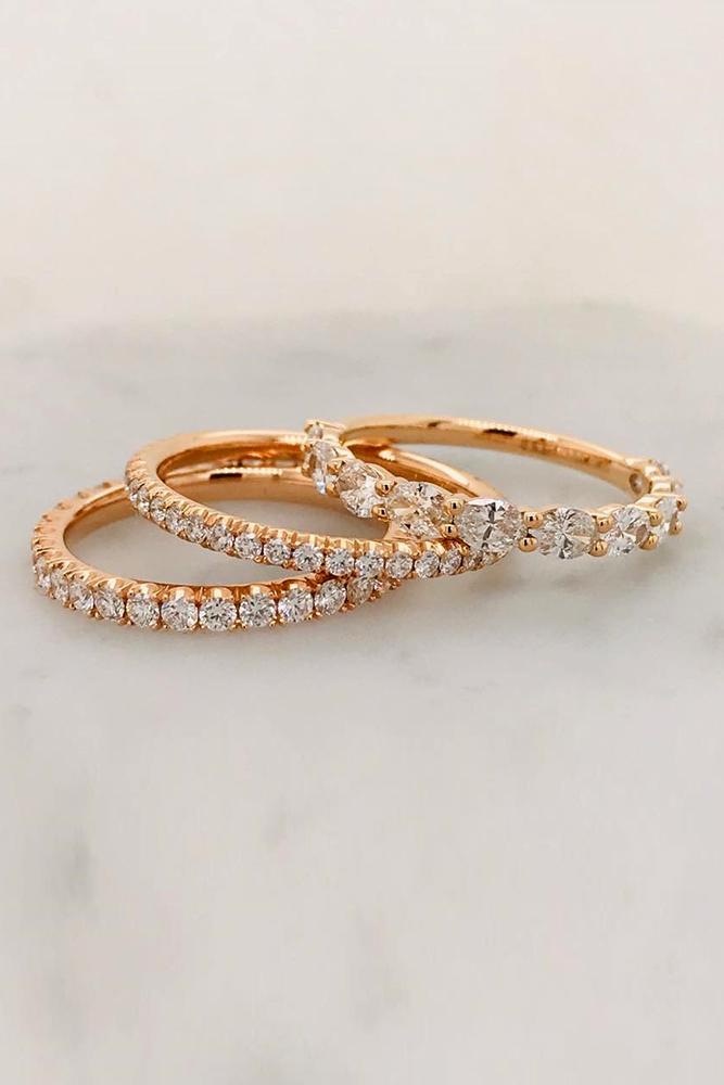rose gold wedding rings bridal sets wedding bands