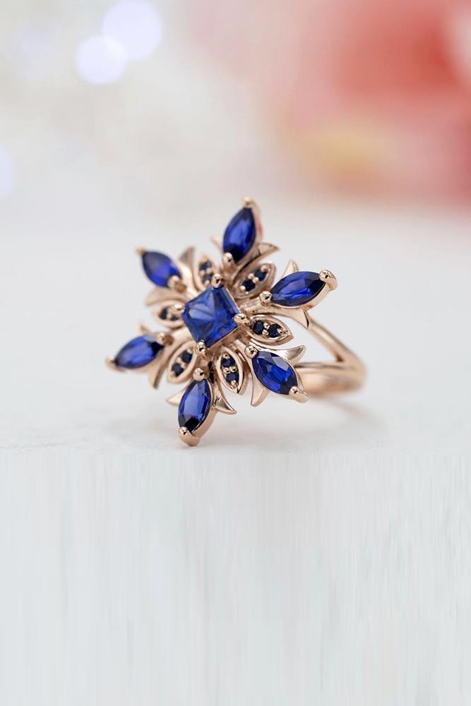 sapphire engagement rings rose gold engagement ring unique ring