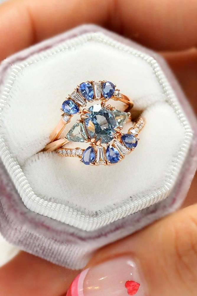 sapphire engagement rings rose gold engagement ring unique ring