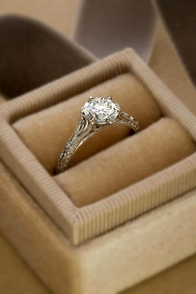 vintage engagement rings diamond engagement ring round cut engagement ring