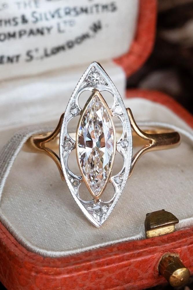 vintage engagement rings rose gold engagement rings marquise halo ring