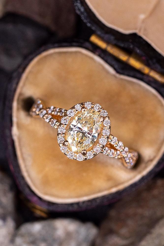 vintage engagement rings rose gold engagement rings unique engagement ring oval halo ring