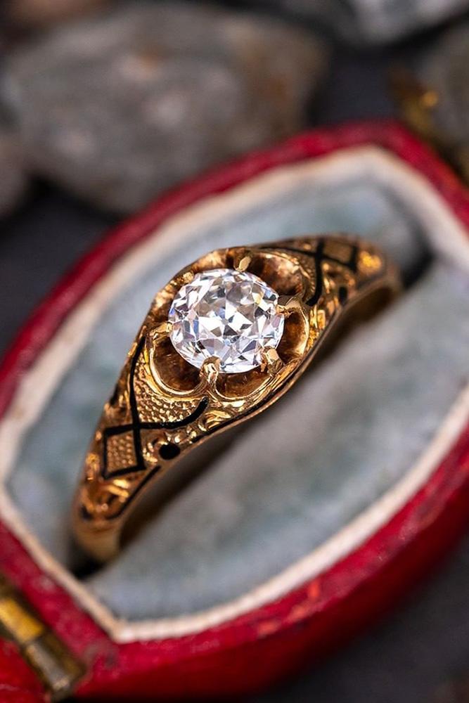 vintage engagement rings rose gold engagement rings unique engagement rings round cut ring