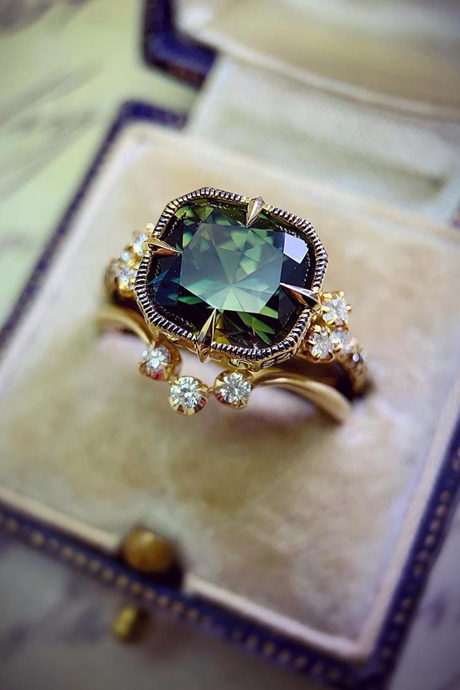 vintage wedding rings rose gold wedding rings bridal sets gemstone ring cushion cut ring
