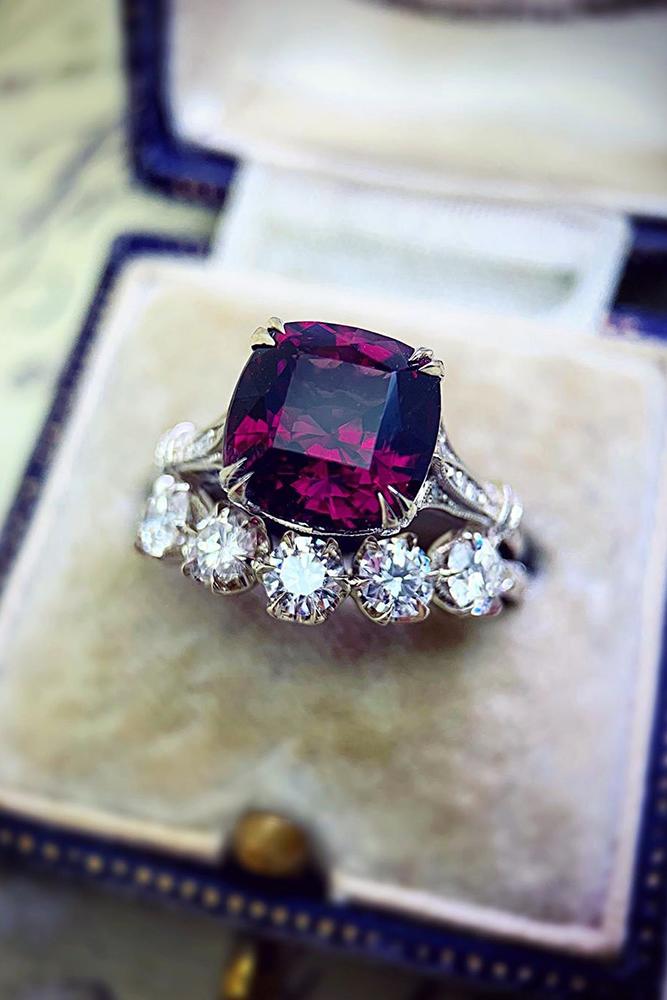 vintage wedding rings white gold wedding rings bridal sets gemstone ring cushion cut ring