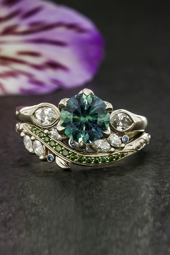 vintage wedding rings white gold wedding rings bridal sets gemstone ring floral ring