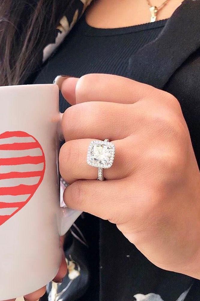 halo engagement rings white gold engagement rings cushion cut engagement rings