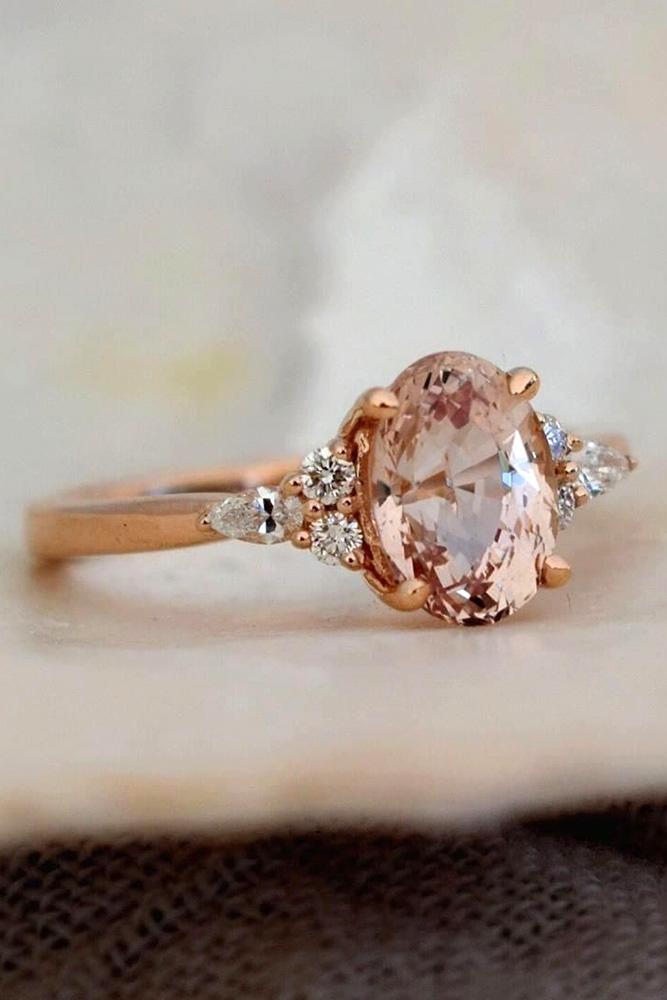 sapphire engagement rings oval cut ring rose gold ring pear peach sapphire ring