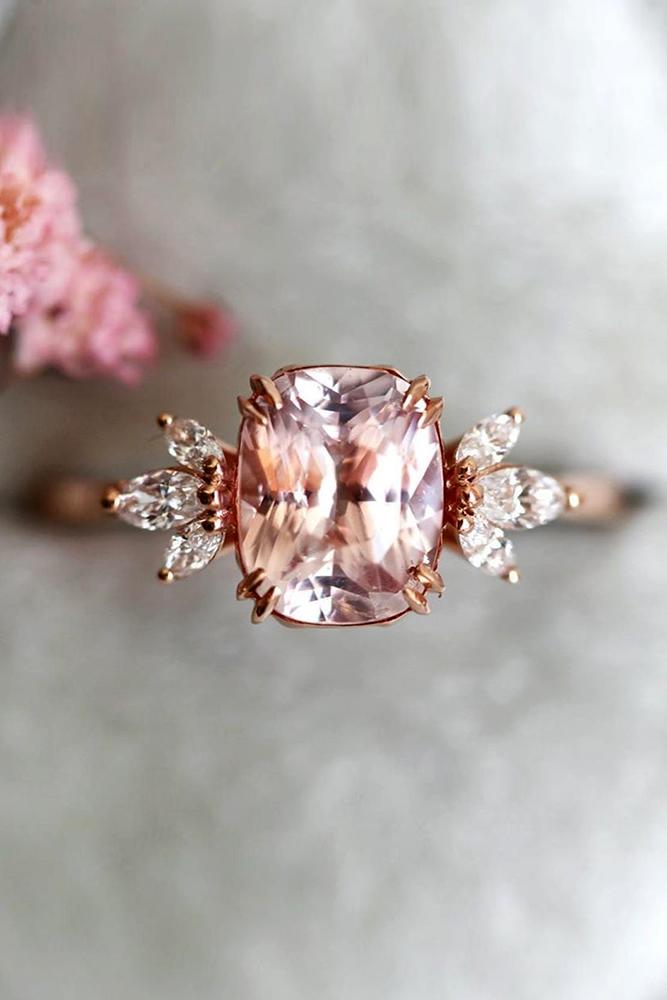 sapphire engagement rings rose gold ring pink sapphire ring cushion cut ring