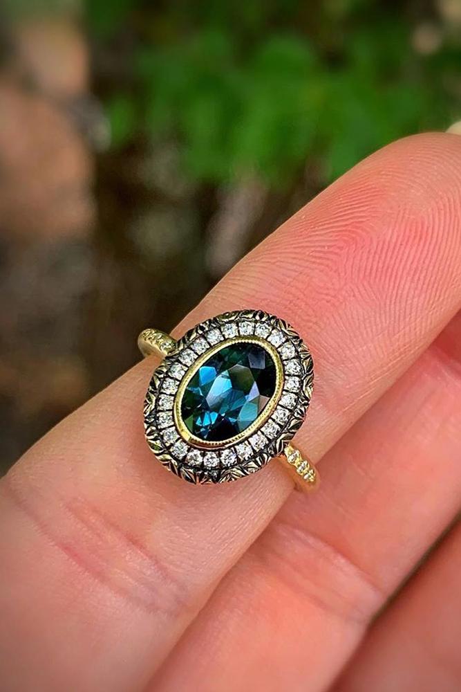 sapphire engagement rings rose gold rings oval cut rings vintage ring halo ring