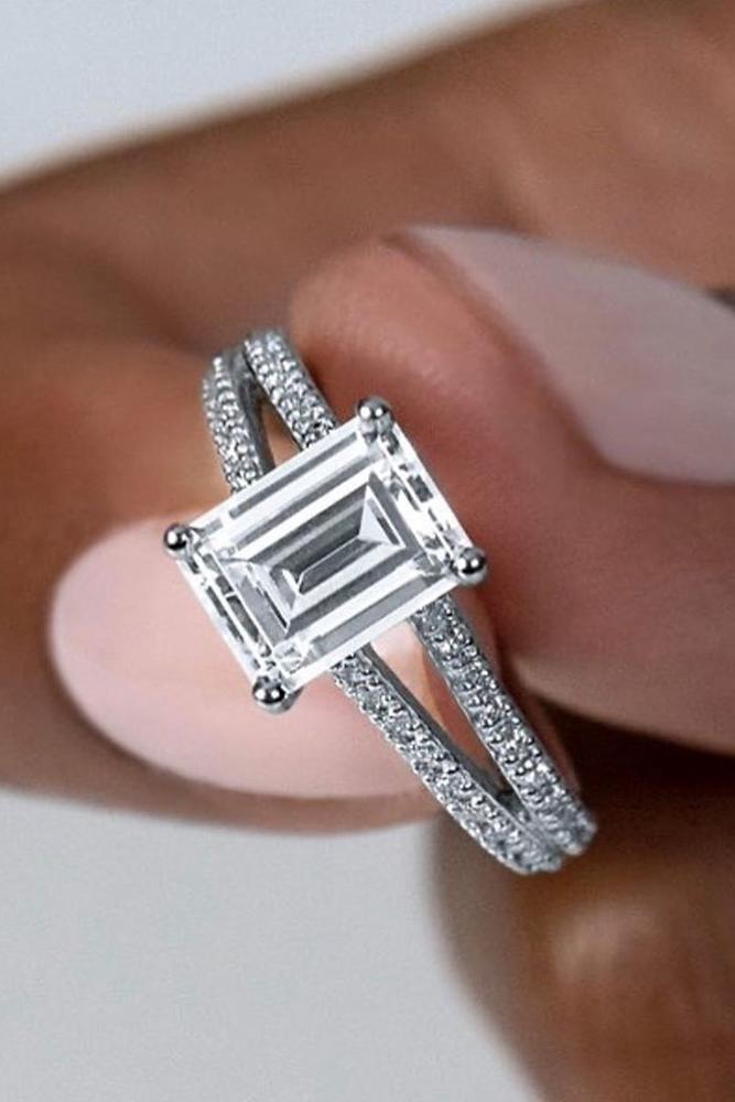 solitaire engagement rings emerald cut engagement rings split shank engagement rings