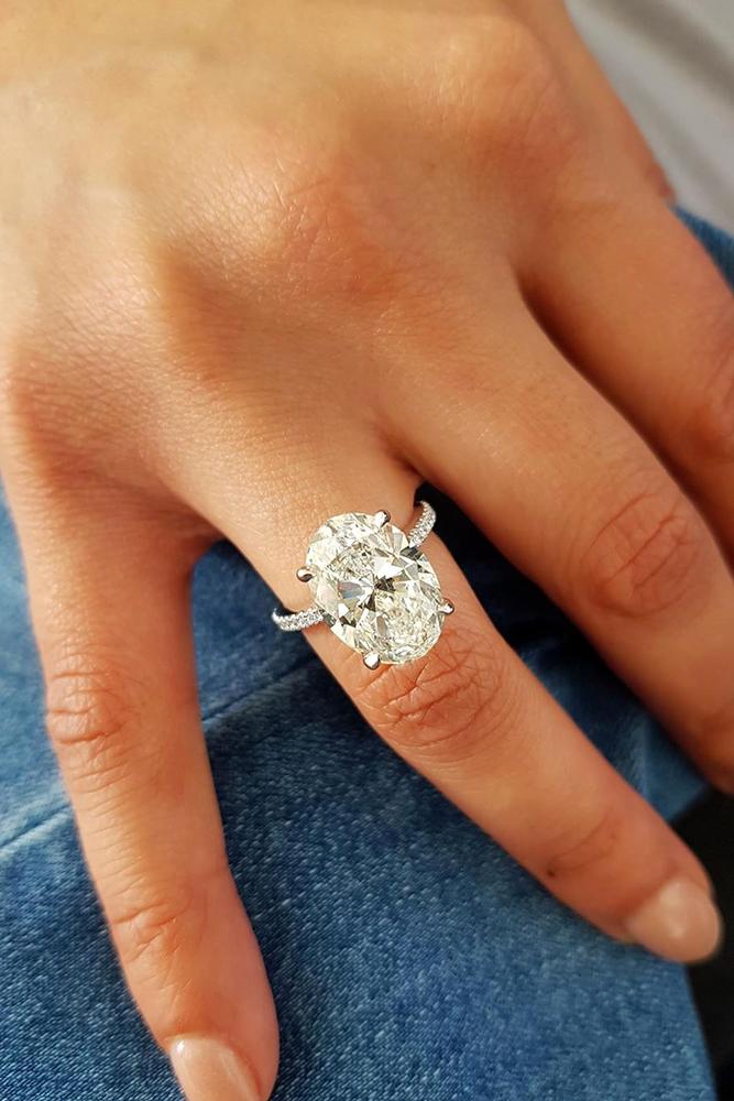 solitaire engagement rings white gold ring simple ring diamond ring oval cut ring