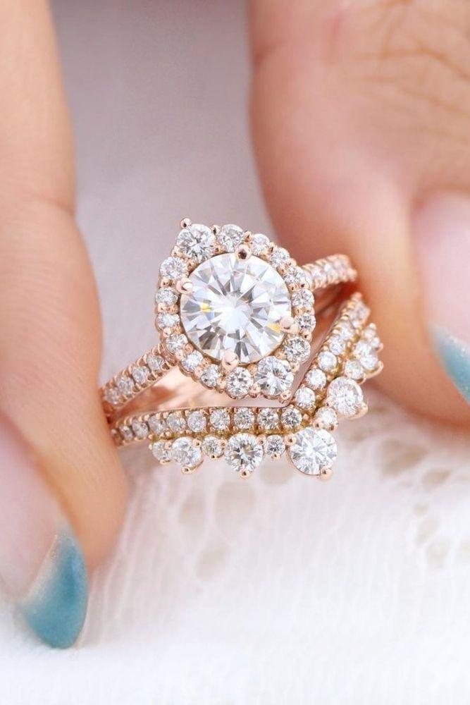 vintage wedding rings floral halo rings1