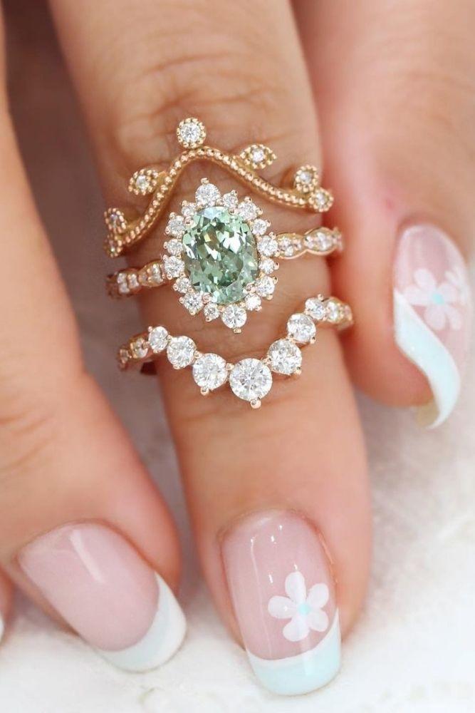vintage wedding rings floral halo rings2