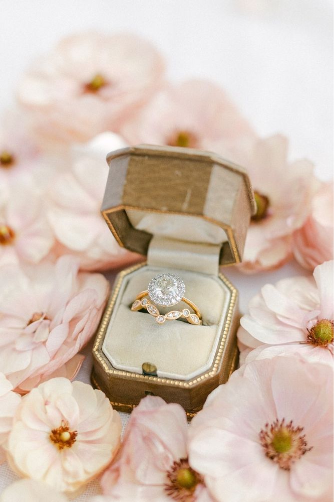 vintage wedding rings floral halo rings