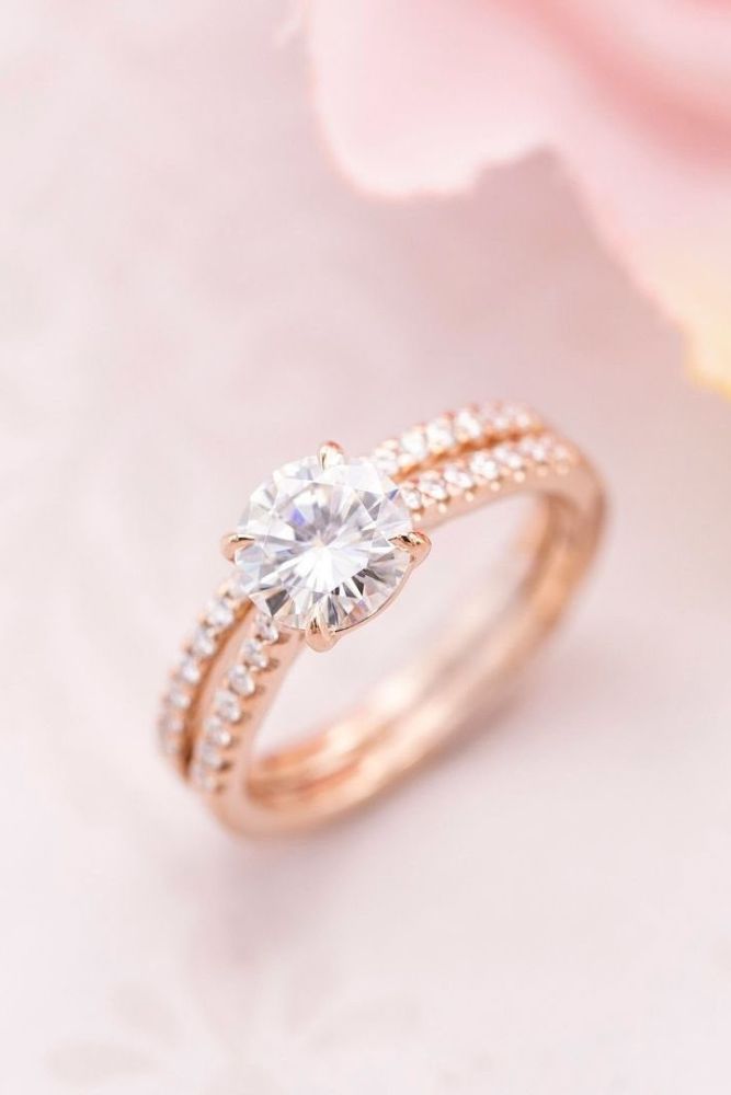 vintage wedding rings in rose gold