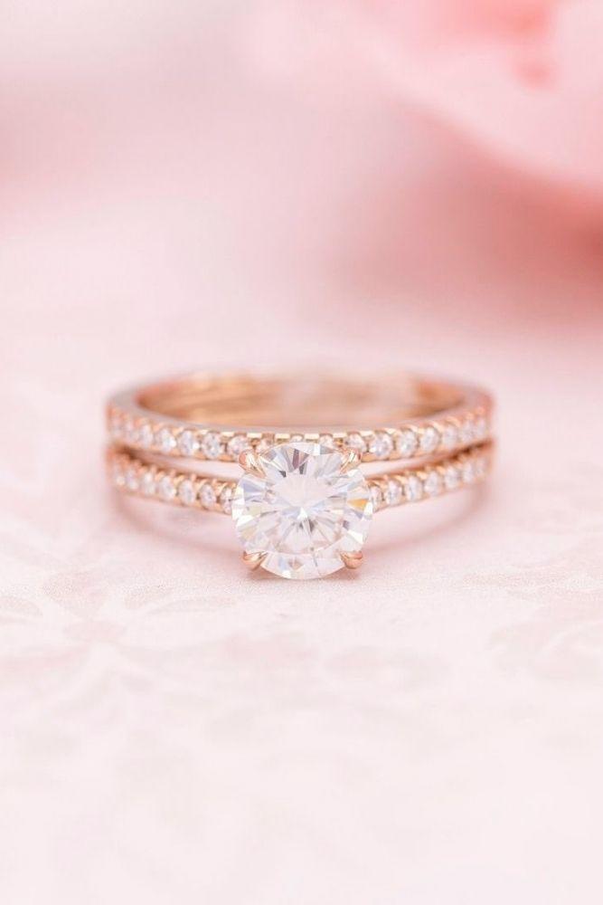 vintage wedding rings in rose gold