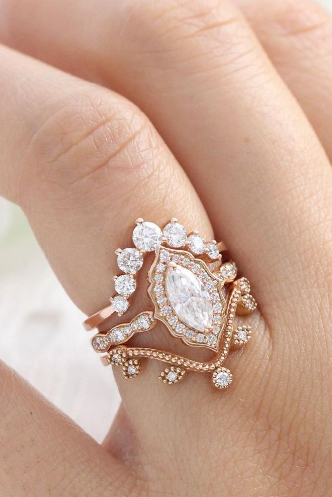 vintage wedding rings marquise pear cut rings