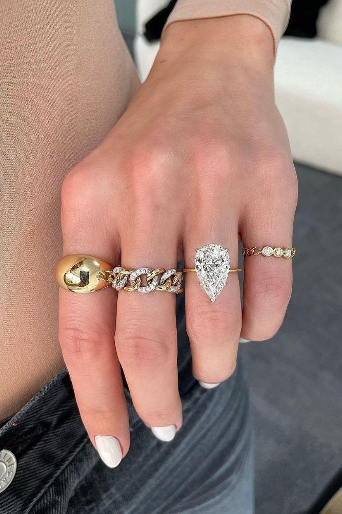 vintage wedding rings pear cut rings2