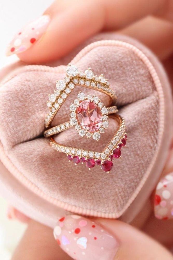 vintage wedding rings floral halo rings3