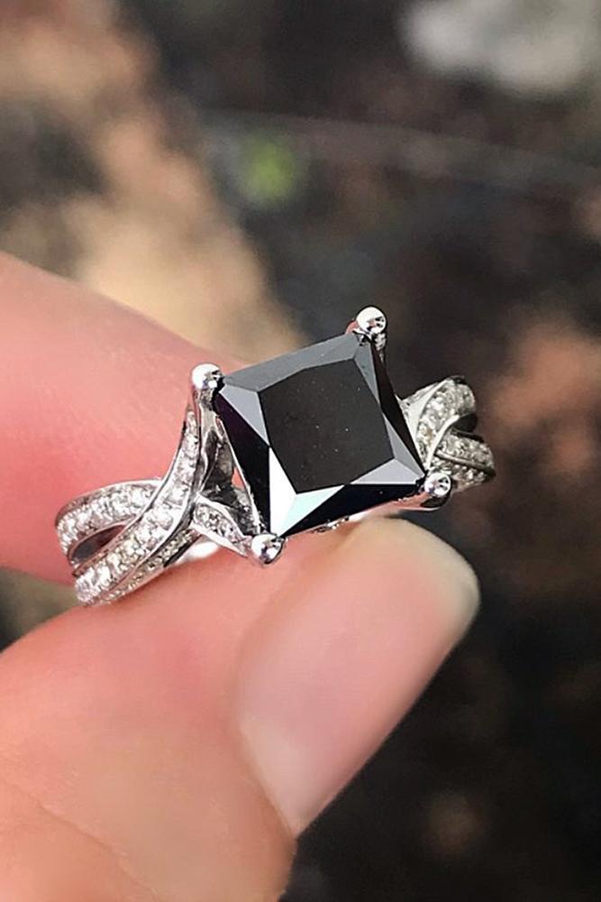 black diamond engagement rings white gold engagement ring princess cut ring