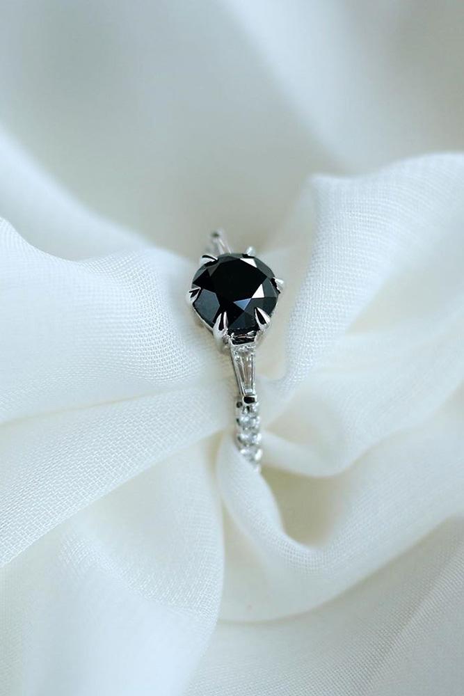 black diamond engagement rings white gold engagement ring solitaire rings round cut ring