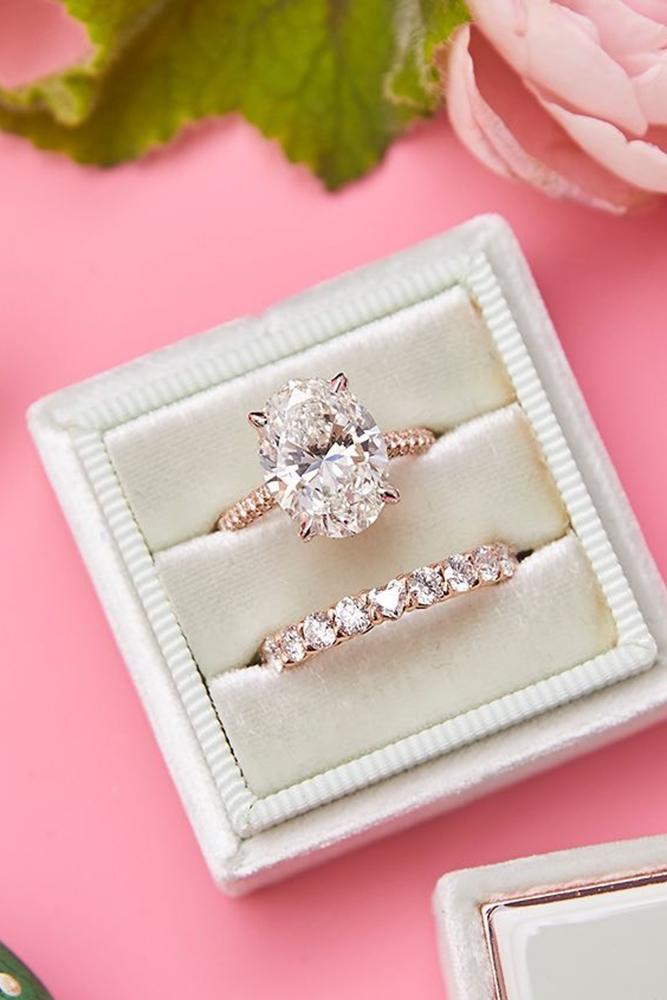 bridal sets oval cut engagement rings diamond engagement rings rose gold engagement rings