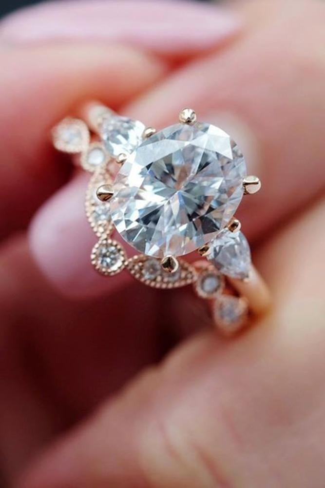 bridal sets oval cut engagement rings rose gold engagement rings wedding ring sets