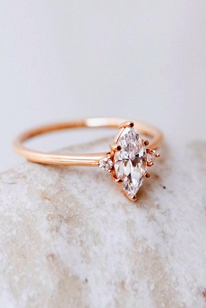 diamond engagement rings rose gold engagement rings marquise cut rings three stone ring