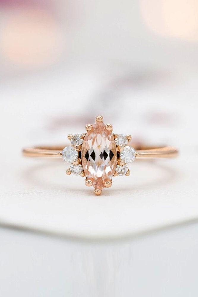 morganite engagement rings unique ring marquise cut rose gold