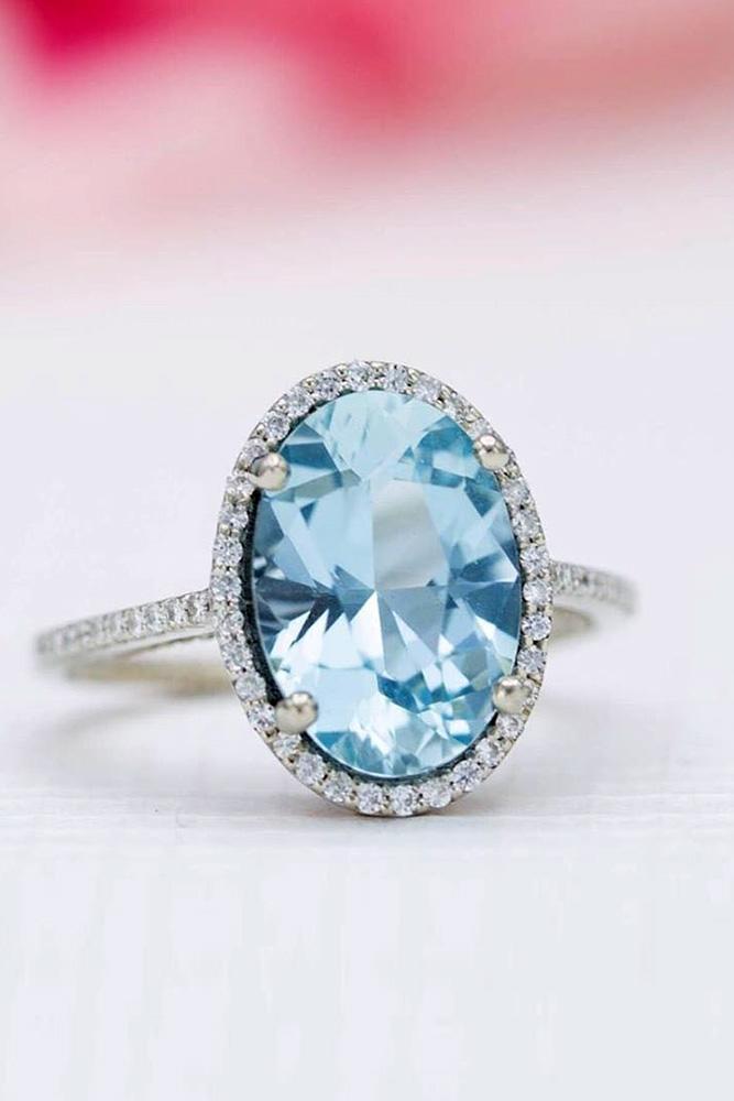 oval engagement rings aquamarine rings white gold rings halo rings