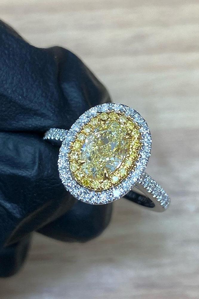 oval engagement rings white gold engagement rings halo rings yellow diamond ring