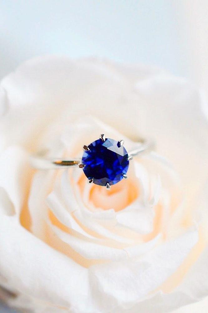 sapphire engagement rings solitaire engagement ring round engagement ring white gold rings