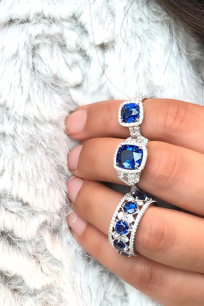 sapphire engagement rings white gold engagement ring diamond halo