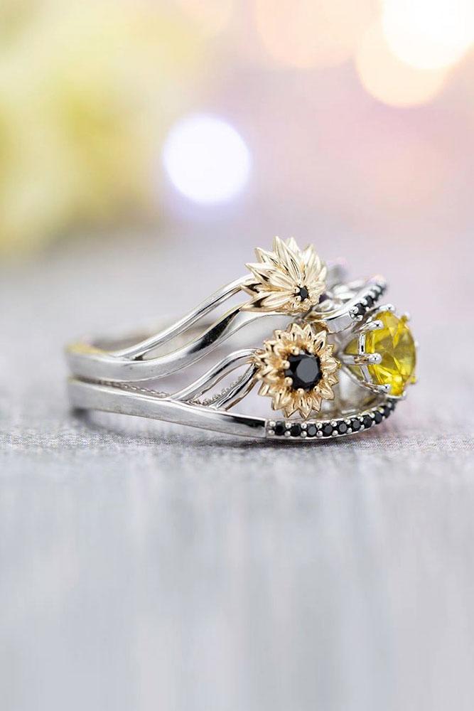 sapphire engagement rings white gold engagement ring yellow sapphire