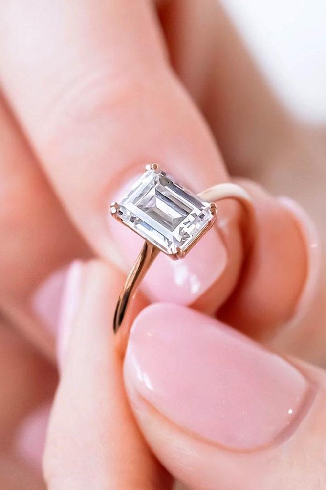 solitaire engagement rings emerald cut rings diamond rings