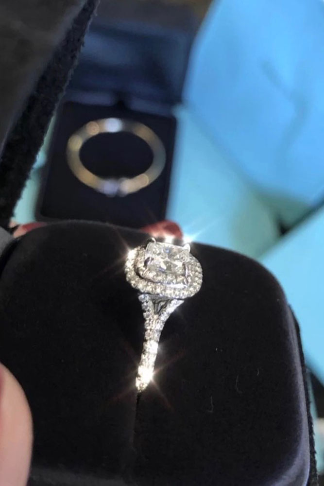 tiffany engagement rings white gold ring double halo ring split shank