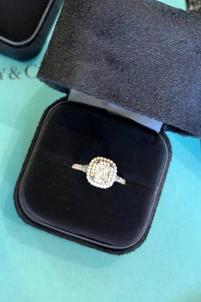 tiffany engagement rings white gold ring halo ring cushion cut ring