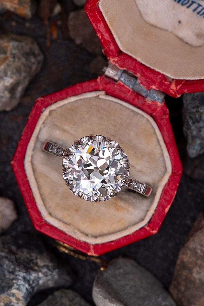vintage engagement rings white gold engagement ring ring boxes round ring