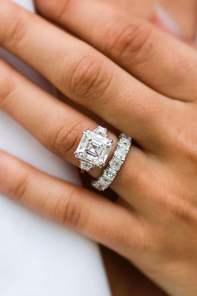 wedding ring sets bridal sets white gold engagement rings asscher cut ring