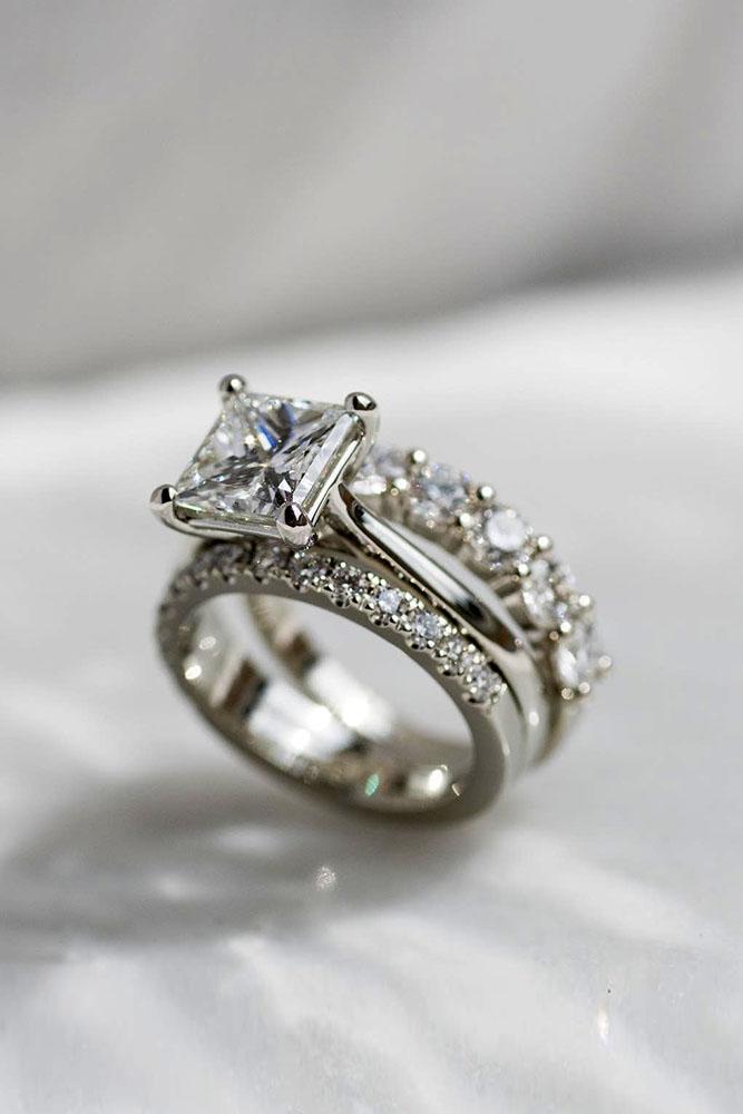 wedding ring sets bridal sets white gold engagement rings princess cut ring