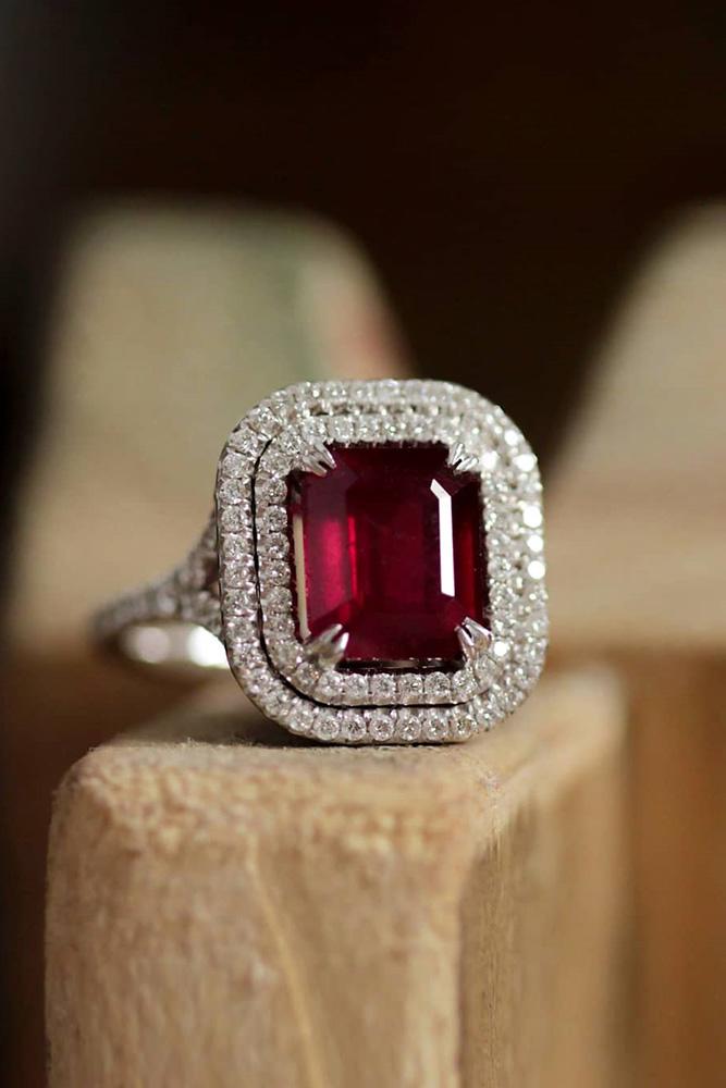white gold engagement rings diamond rings unique rings ruby rings double halo ring